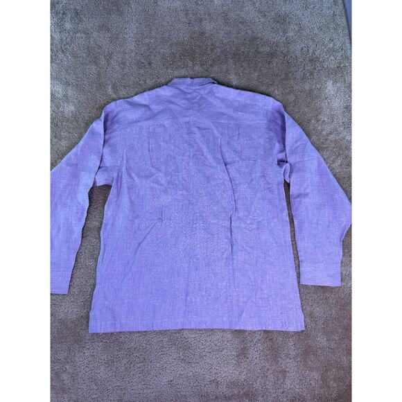 Paul Frederick Mens Blue Linen Button Up Shirt Size Medium Old Money Dress E143 - Picture 3 of 8